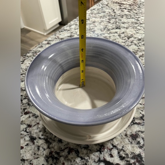 Ceramic Pottery Planter handmade w blue/white glaze & self-draining style - Picture 5 of 10